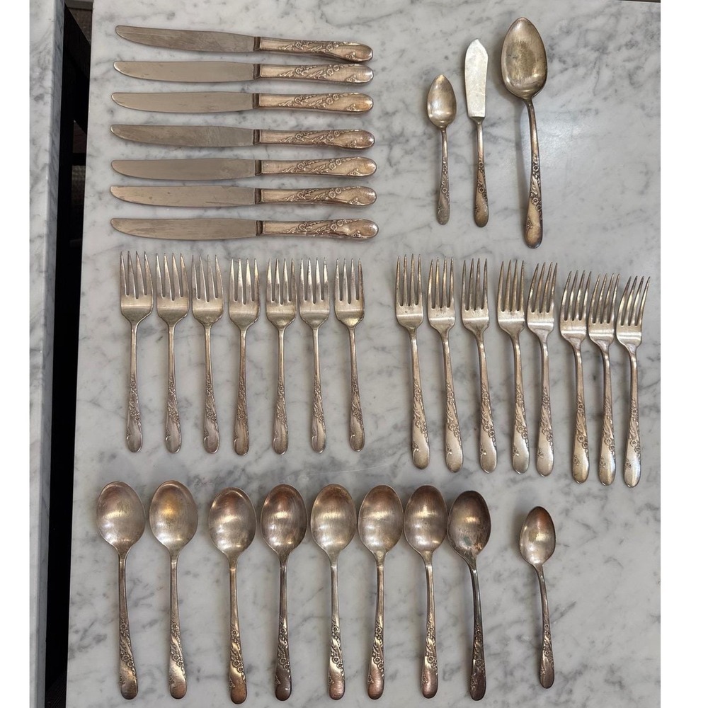 Oneida Community 34 pc Bridal Wreath Silver Plate  Flatware Set VTG